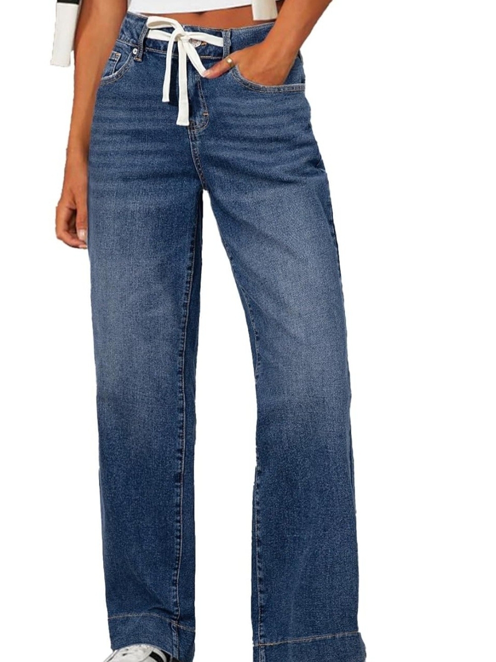 High-Rise Wide-Leg Jeans in Medium Blue Wash 10